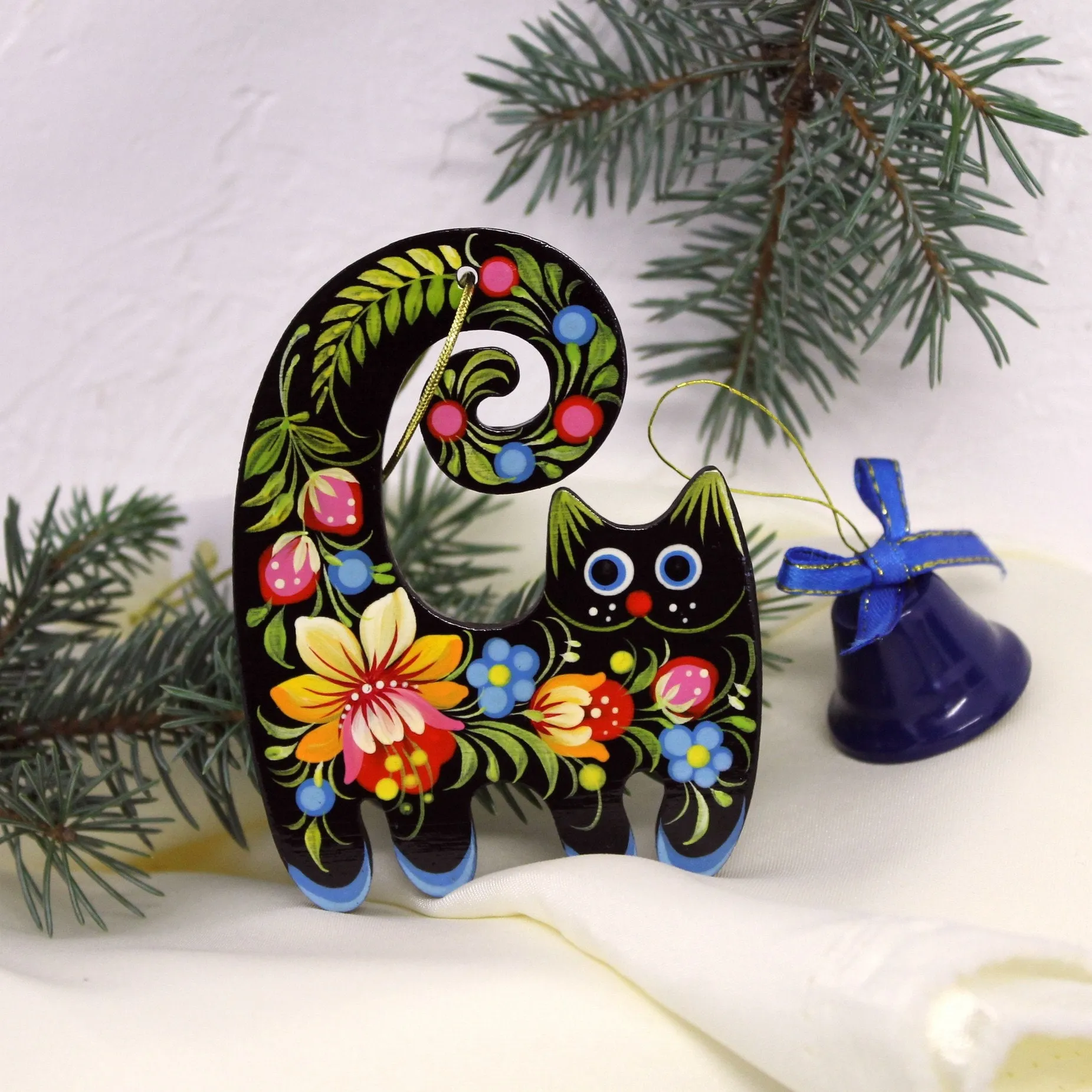Funny Hand Drawn Cat Christmas Decorations