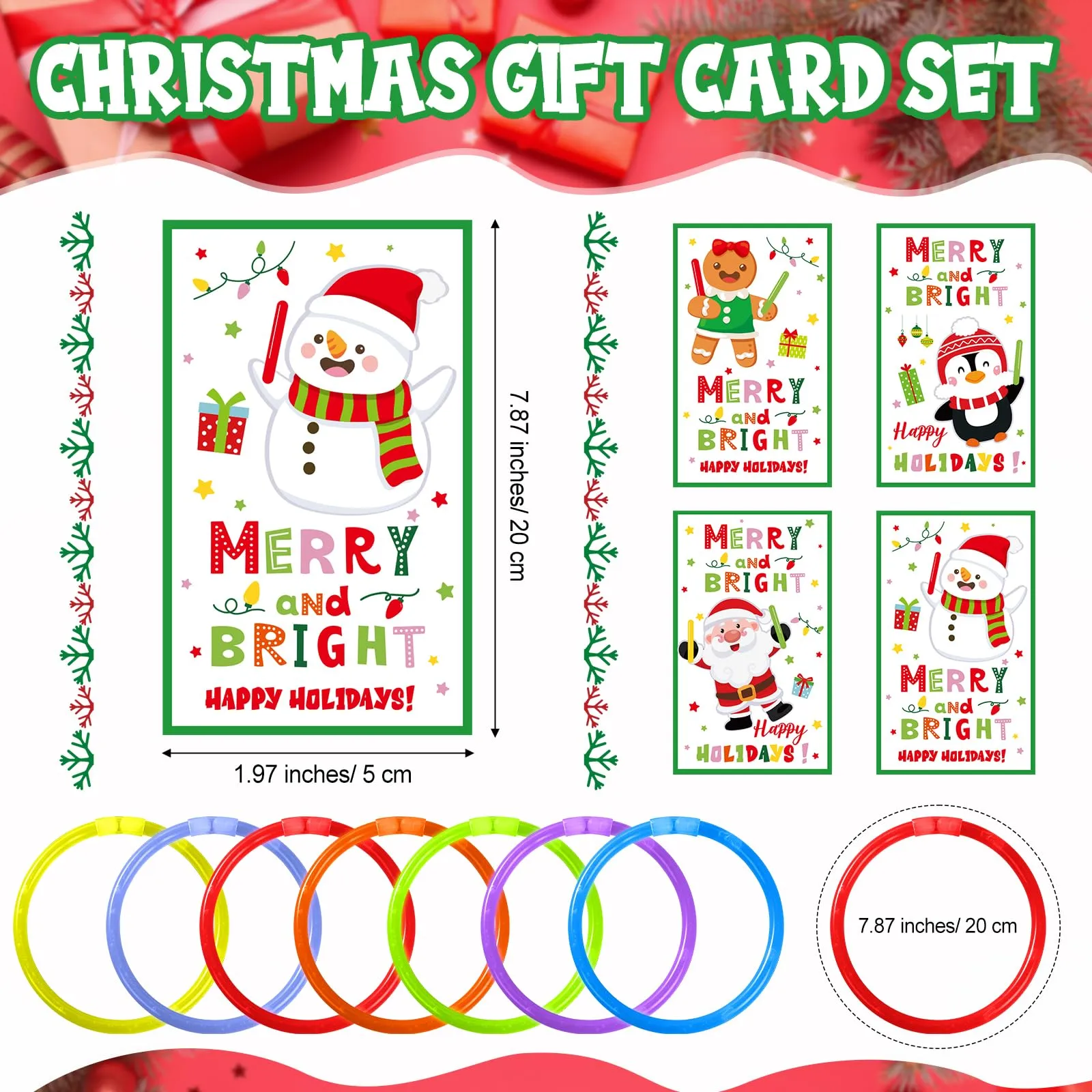 36 Pcs Christmas Gifts Merry Christmas Cards with Glow Sticks