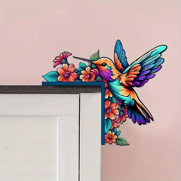 🌈✨Wooden Colorful Hummingbird Door Corner Decor