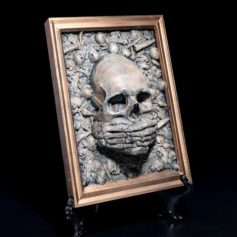 ☠Three Wise Skulls Picture Frame Decor