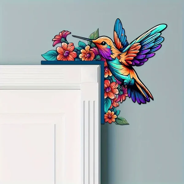 🌈✨Wooden Colorful Hummingbird Door Corner Decor
