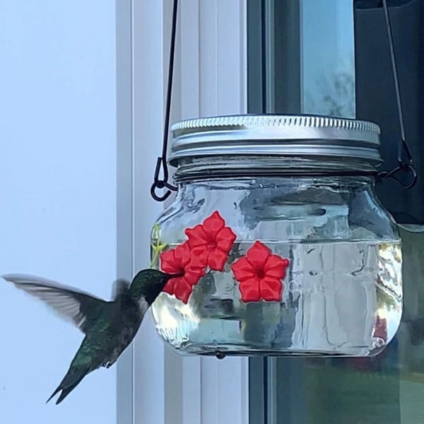 🎉Hot Sale 🎉 Beautiful Mason Jar Hummingbird Feeder W/ Three Ports