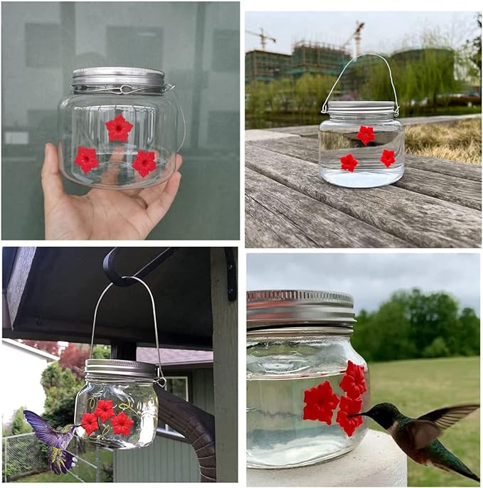 🎉Hot Sale 🎉 Beautiful Mason Jar Hummingbird Feeder W/ Three Ports