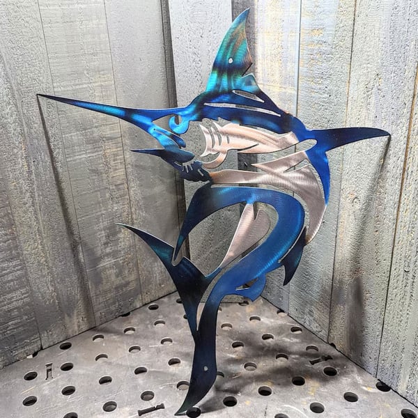 Metal Fish with Hooks Plasma Cut Sign Art🎣