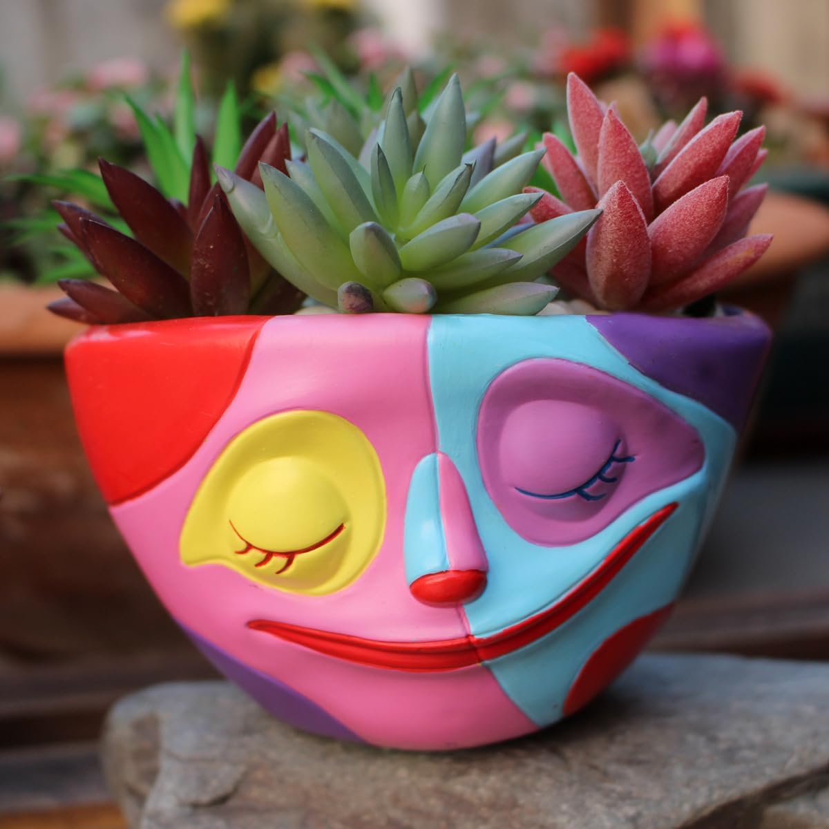 🏡Colorful human face flower pot garden decoration