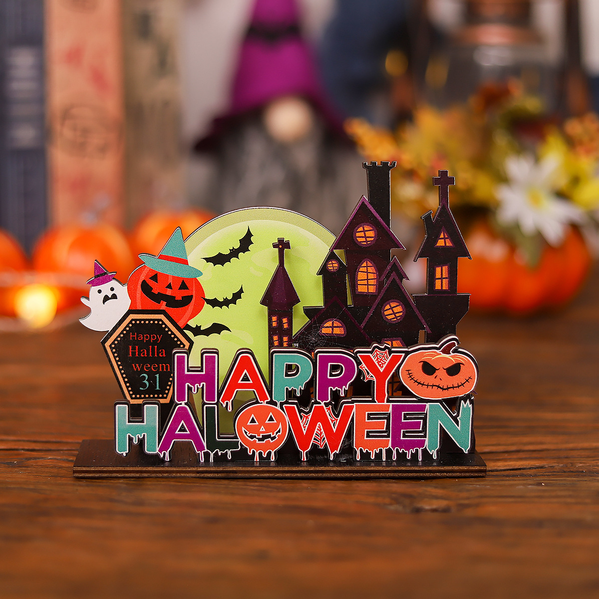 👻New Creative Halloween Wooden Decoration Set