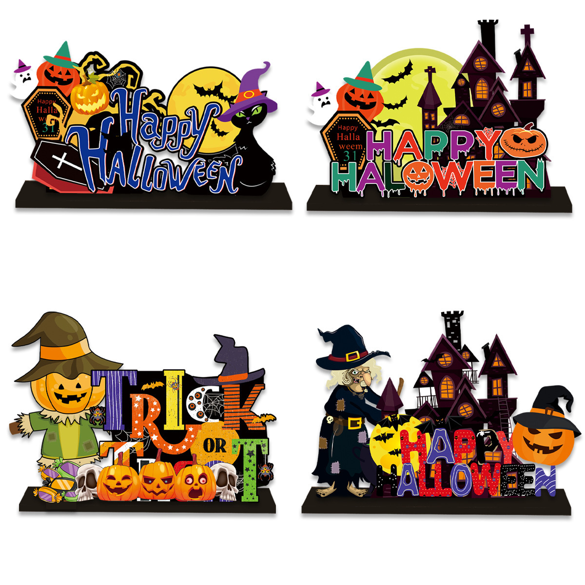 👻New Creative Halloween Wooden Decoration Set