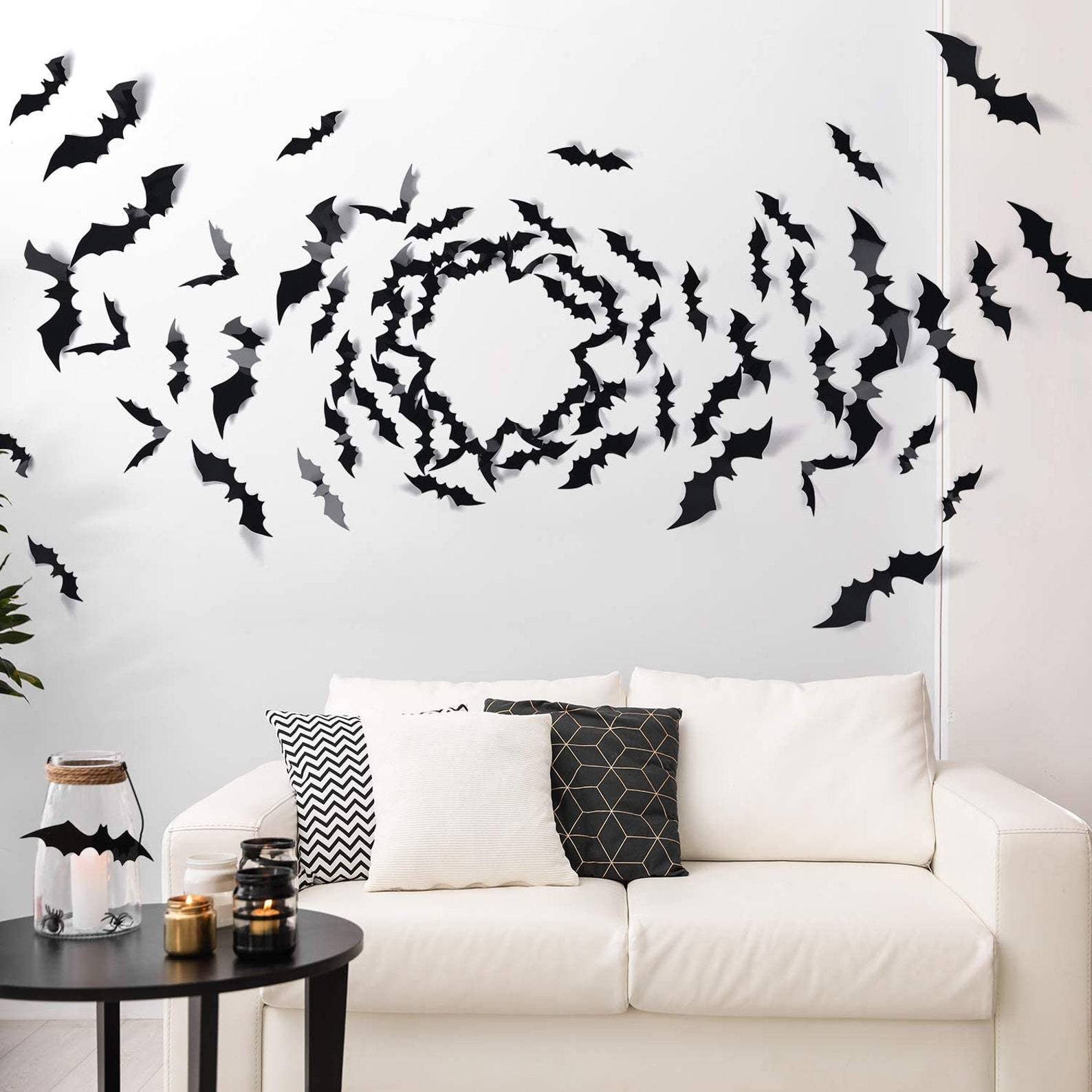 🦇Black 3D Bats Waterproof Stickers For Gothic Home Decor