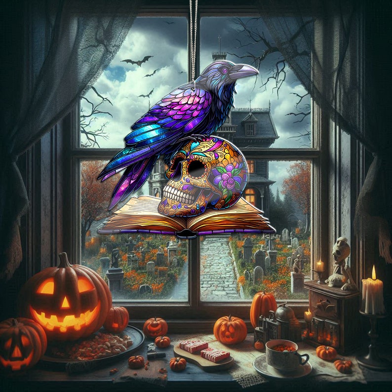 👻2024 NEW Halloween Skeleton Crow Spooky Suncatcher