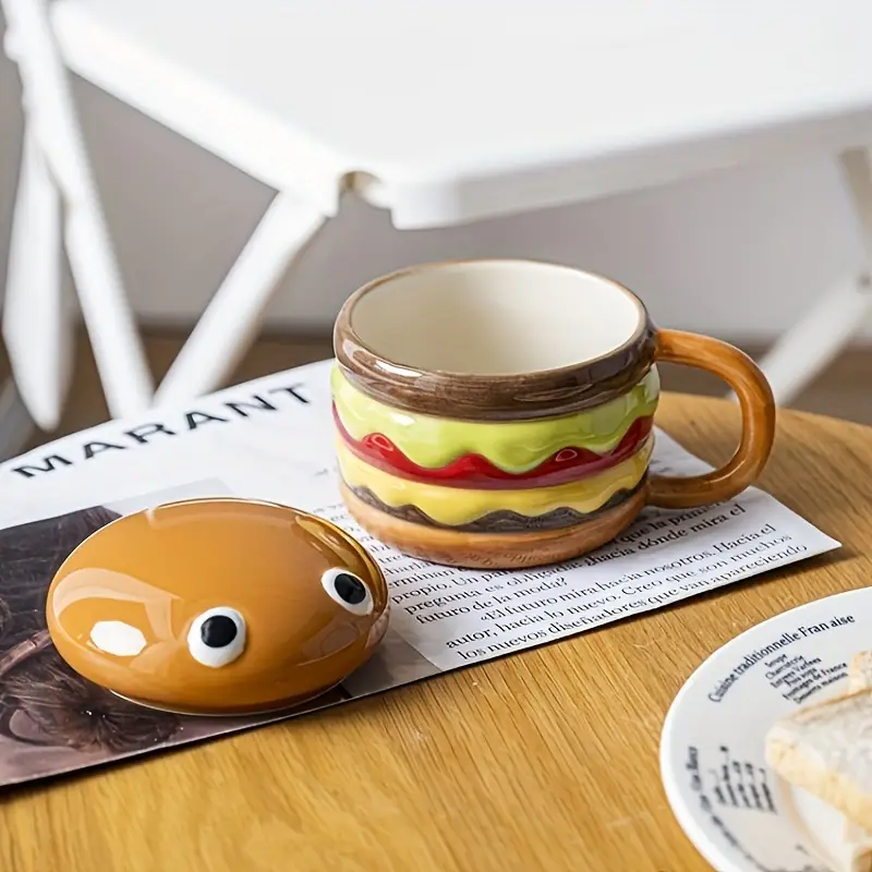 ☕Hamburger Breakfast Milk Ceramic Cup