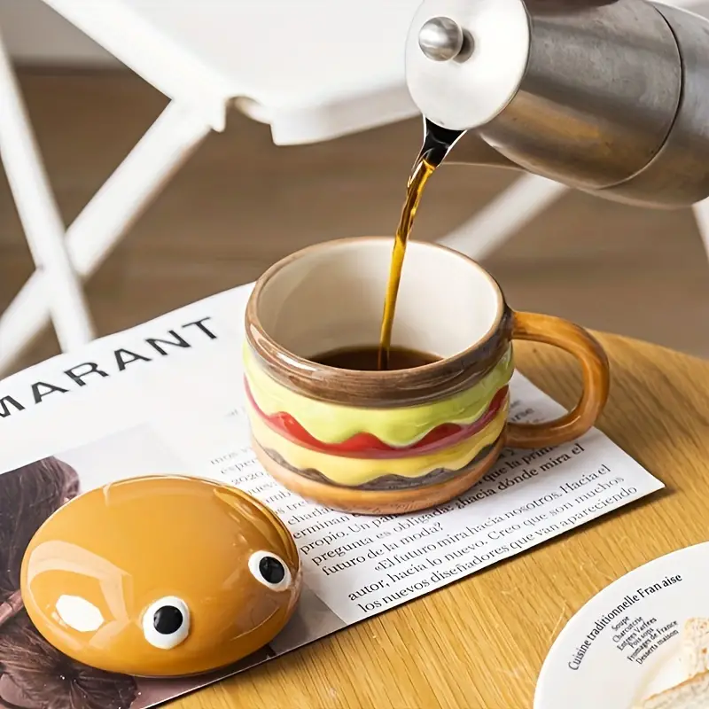 ☕Hamburger Breakfast Milk Ceramic Cup