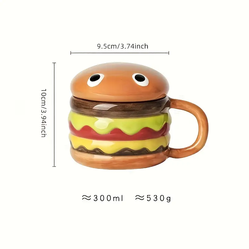 ☕Hamburger Breakfast Milk Ceramic Cup