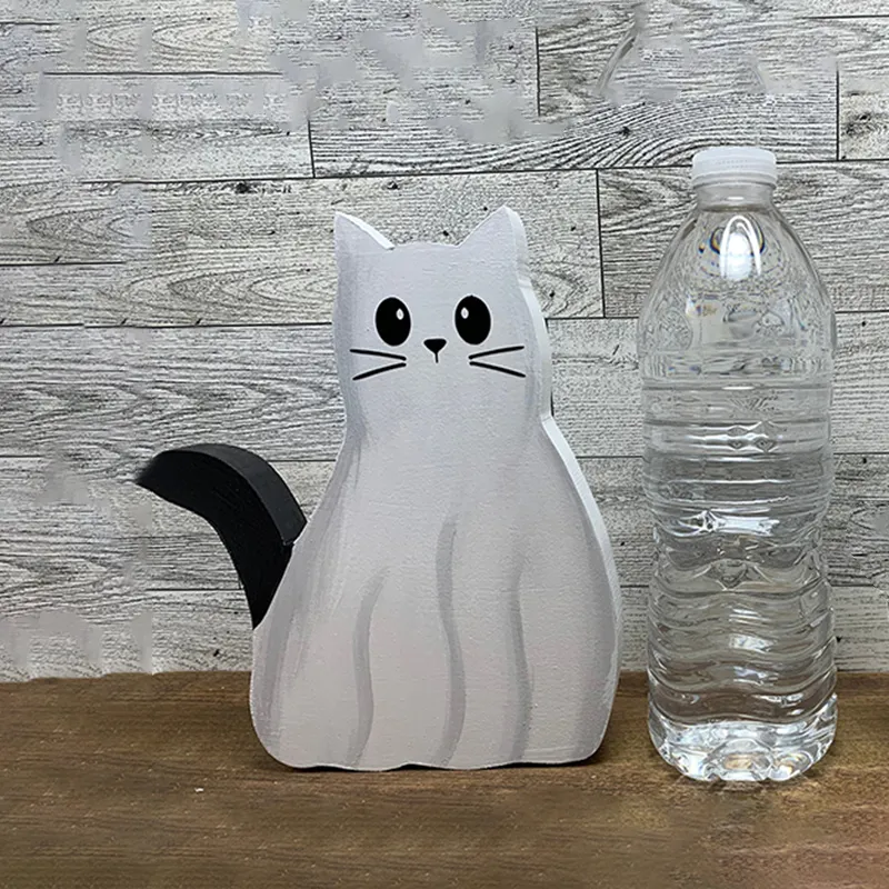 👻🐱Wooden Ghost Cat Figurine