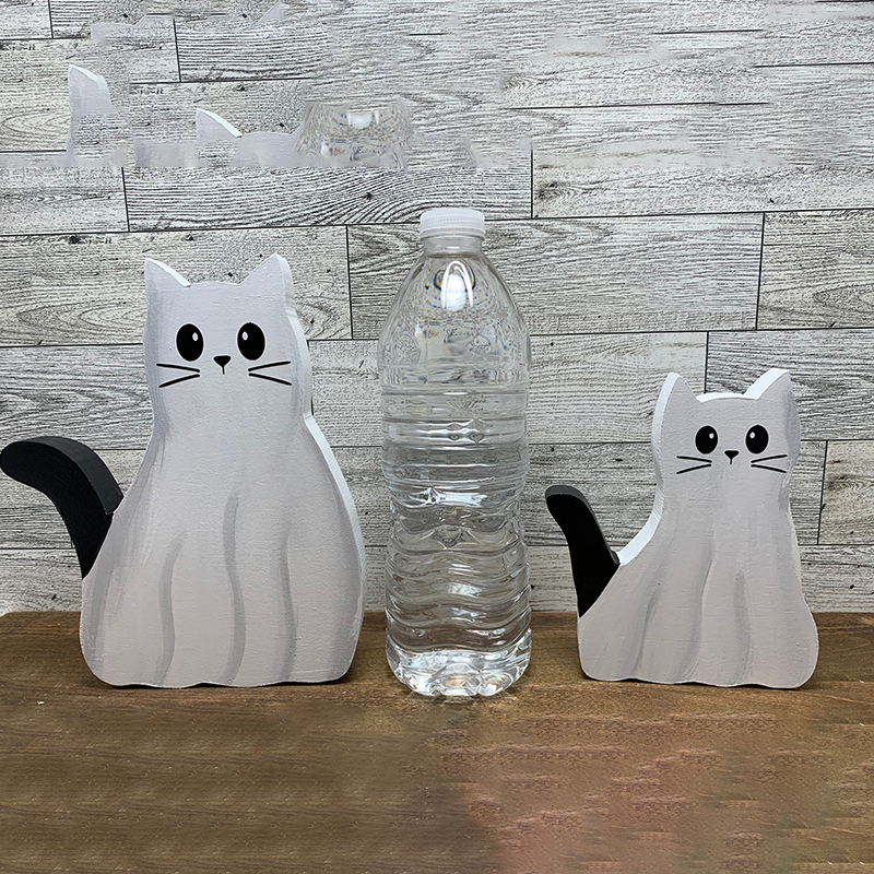 👻🐱Wooden Ghost Cat Figurine