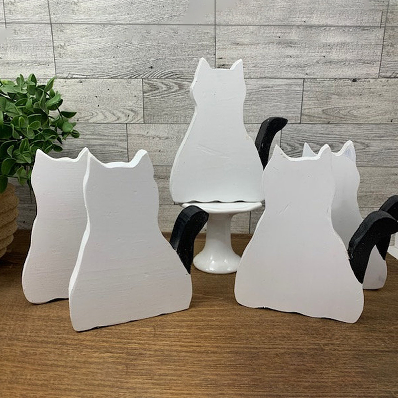 👻🐱Wooden Ghost Cat Figurine