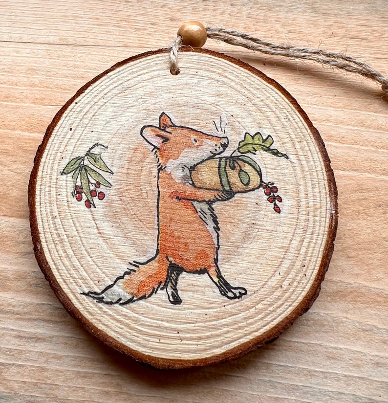 Wood Slice Hedgehog Christmas Tree Decoration