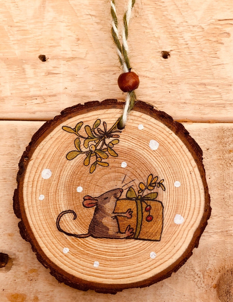 Wood Slice Hedgehog Christmas Tree Decoration