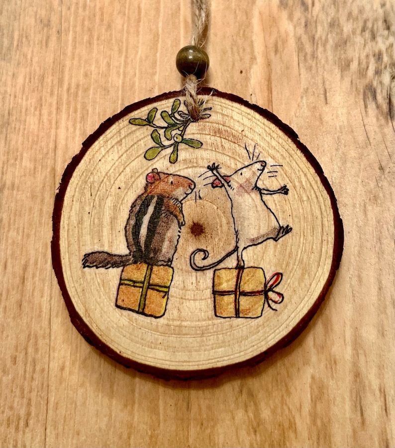 Wood Slice Hedgehog Christmas Tree Decoration