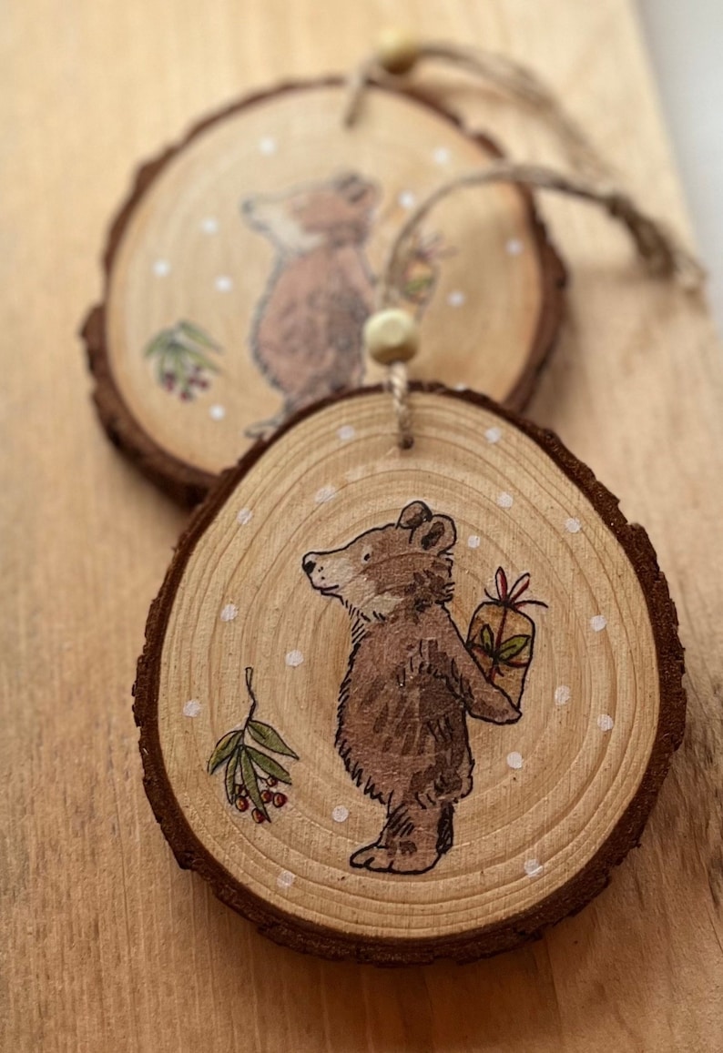 Wood Slice Hedgehog Christmas Tree Decoration