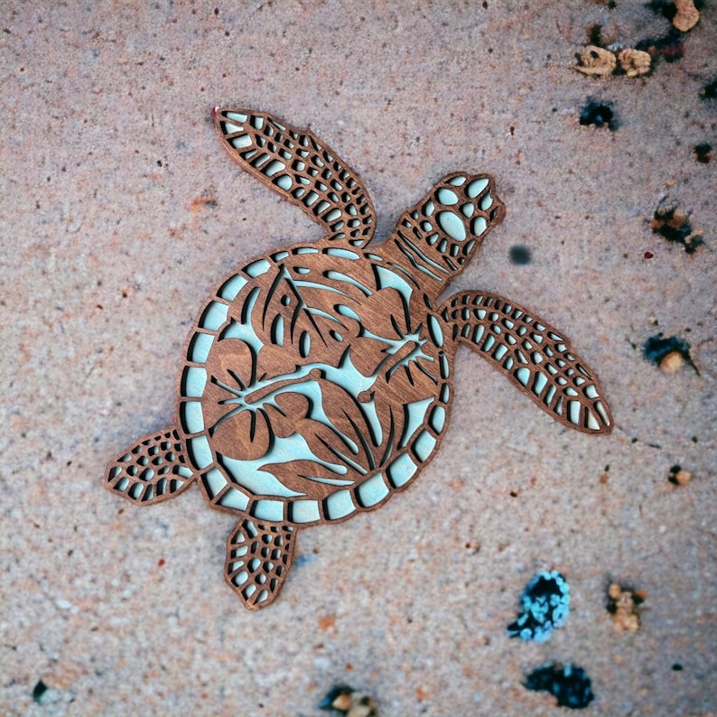 🐢Wood Sea Turtle Art