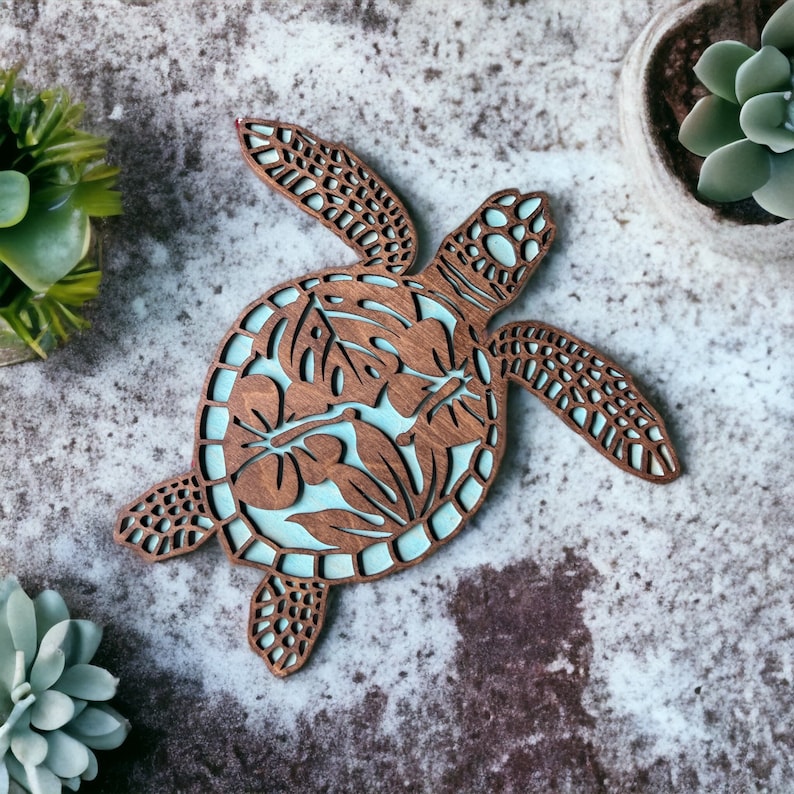 🐢Wood Sea Turtle Art
