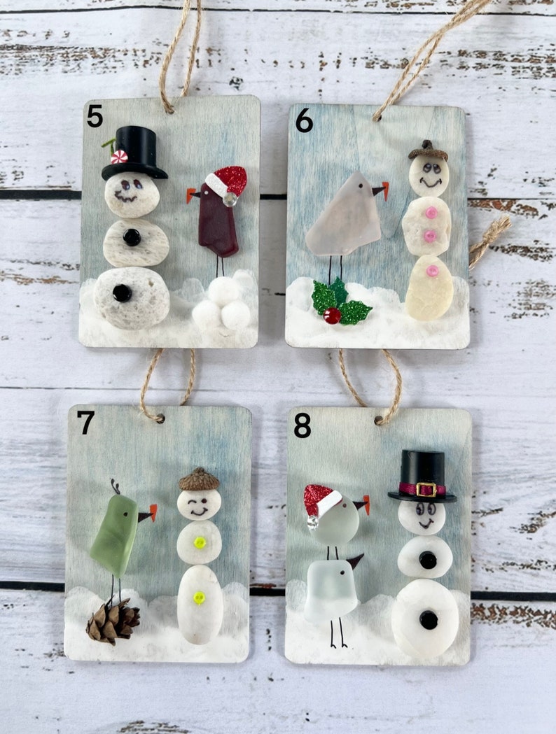 ⛄Christmas Sea Glass Snowman Ornament