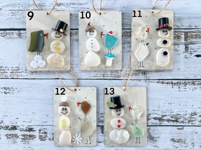 ⛄Christmas Sea Glass Snowman Ornament