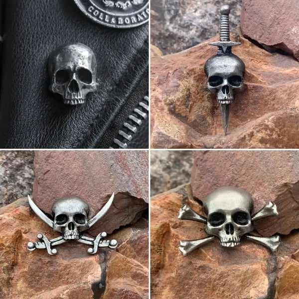 💀Handmade Vintage Gothic Skull Brooch🔥