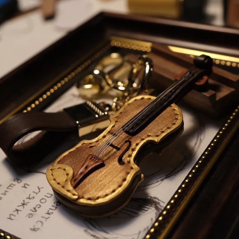 🎻Crafted Leather Violin & Cello Keychain