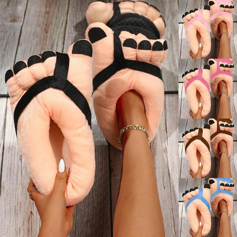 Funny Foot Plush Novelty Five Fingers Slippers 