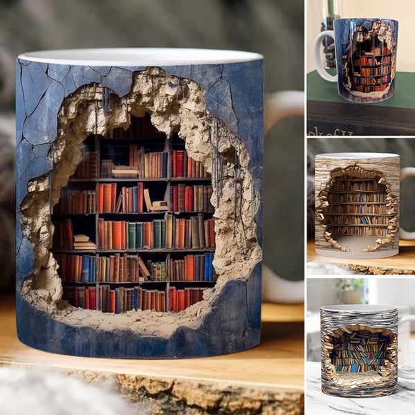 🎁3D Bookshelf Mug Christmas Gift