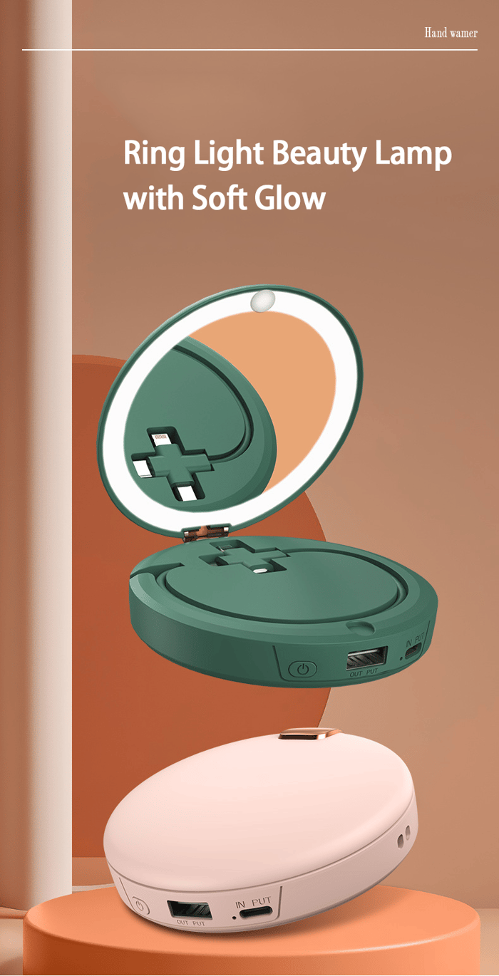 3-in-1 Makeup Mirror, Power Bank, and Hand Warmer