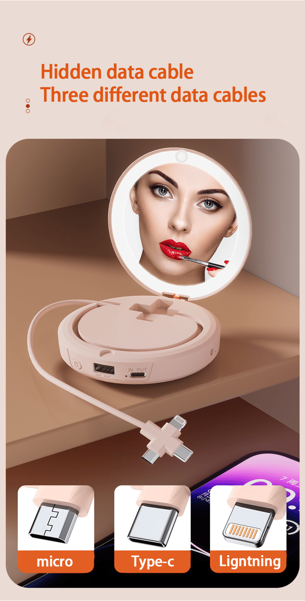 3-in-1 Makeup Mirror, Power Bank, and Hand Warmer