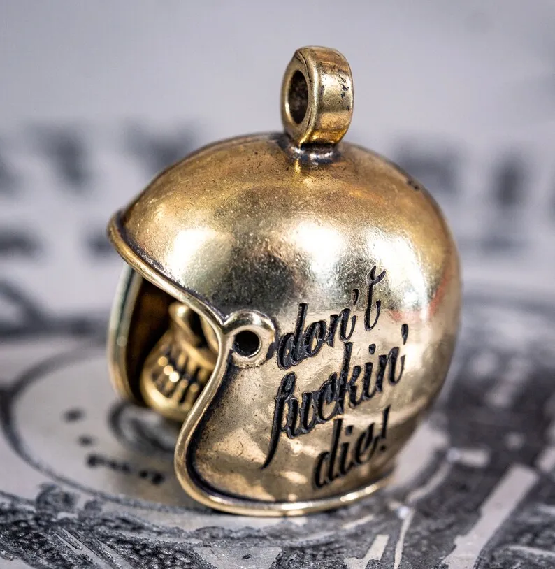 Brass Skull Motorcycle Guardian Gremlin Bell Hanger