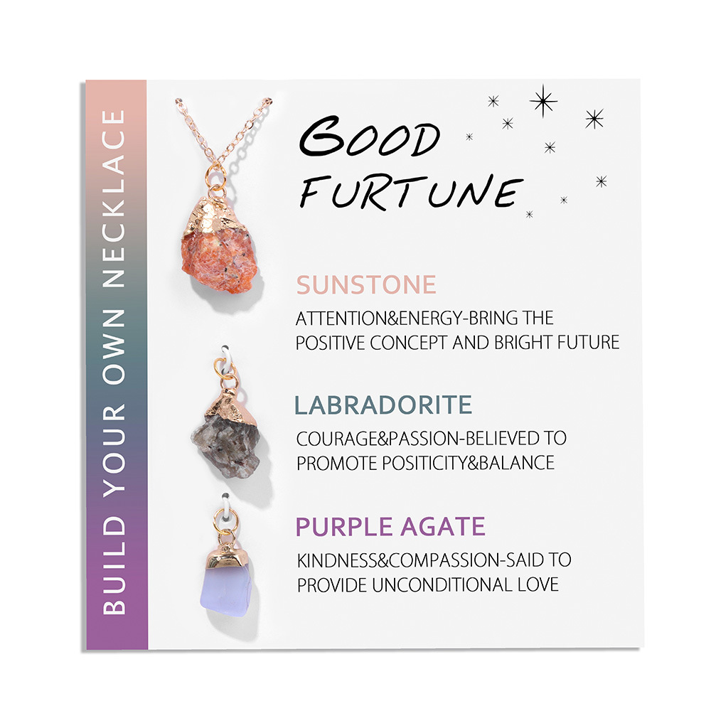 Raw Crystal Healing Gemstone Necklace 3pcs