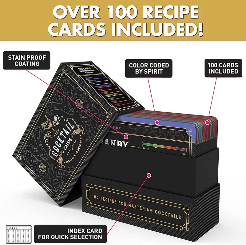 Cocktail 🍸Cards: 100 Cocktail Recipes to Master Cocktails🍾