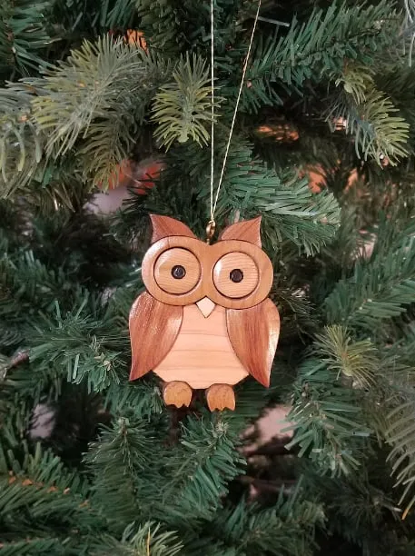 Hand-Carved Wooden Animal Christmas Ornaments