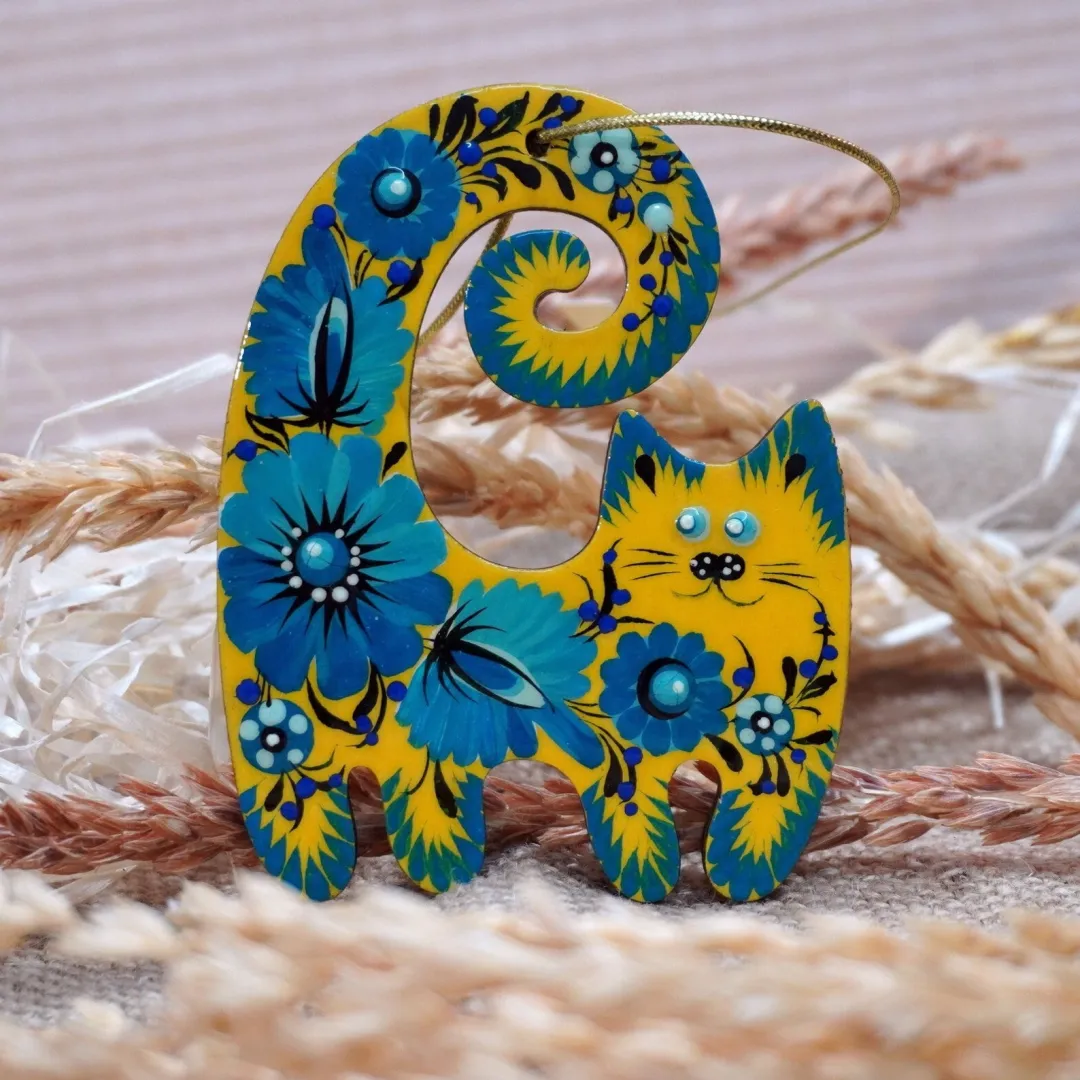 Funny Hand Drawn Cat Christmas Decorations