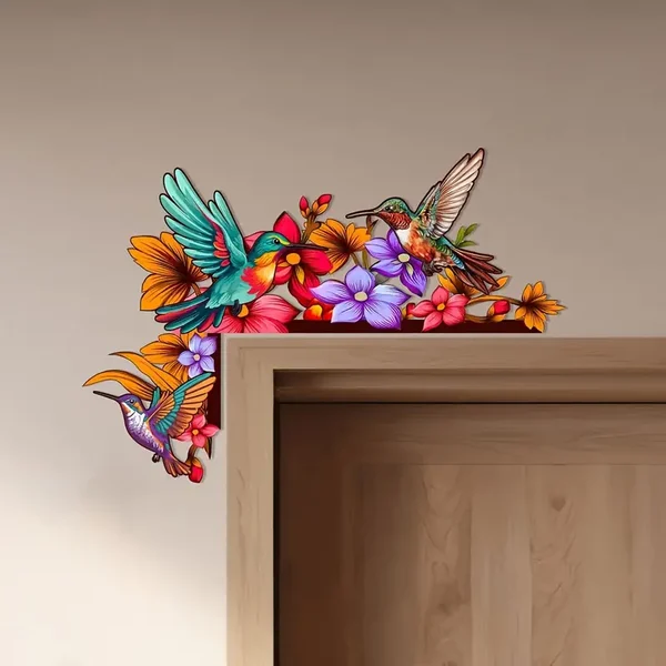 🌈✨Wooden Colorful Hummingbird Door Corner Decor