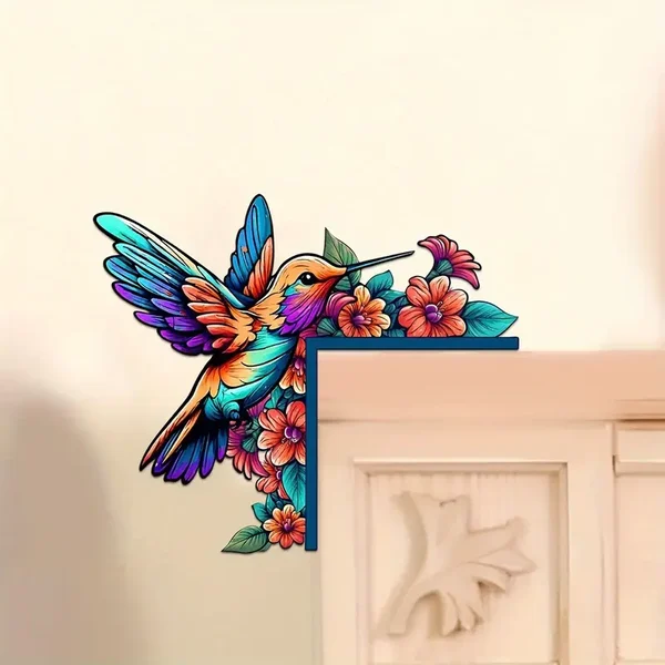 🌈✨Wooden Colorful Hummingbird Door Corner Decor