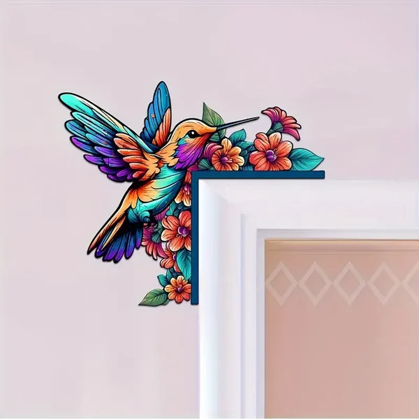🌈✨Wooden Colorful Hummingbird Door Corner Decor
