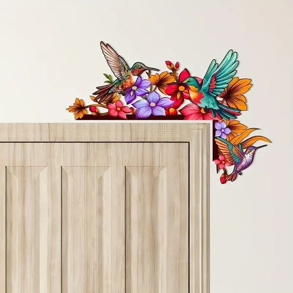 🌈✨Wooden Colorful Hummingbird Door Corner Decor