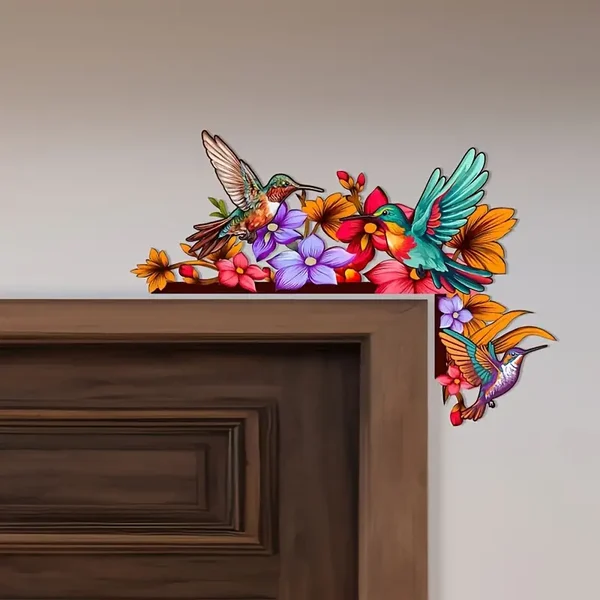 🌈✨Wooden Colorful Hummingbird Door Corner Decor