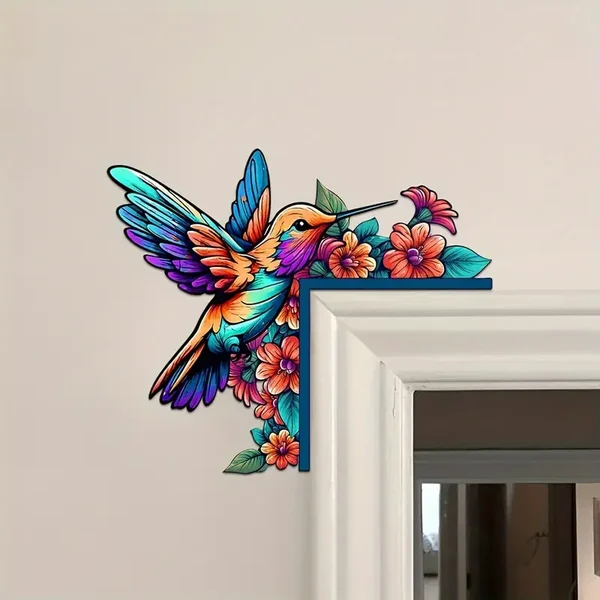 🌈✨Wooden Colorful Hummingbird Door Corner Decor