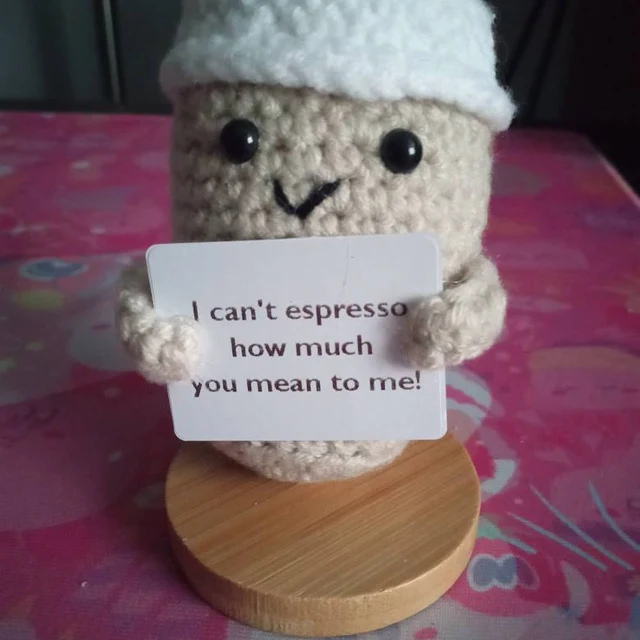 Handmade Crochet Coffee Bean and Coffee Cup