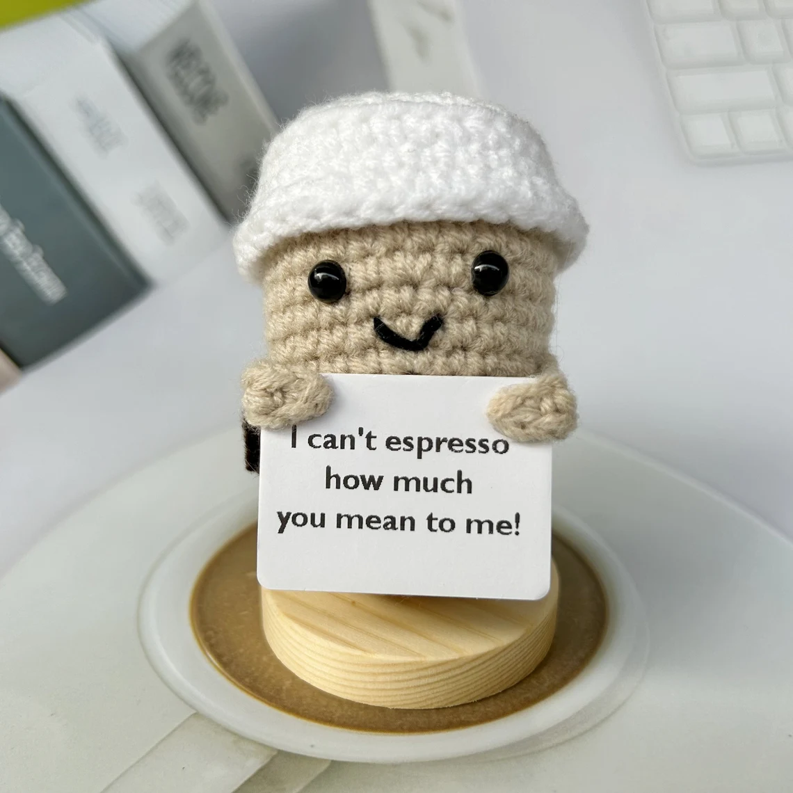 Handmade Crochet Coffee Bean and Coffee Cup