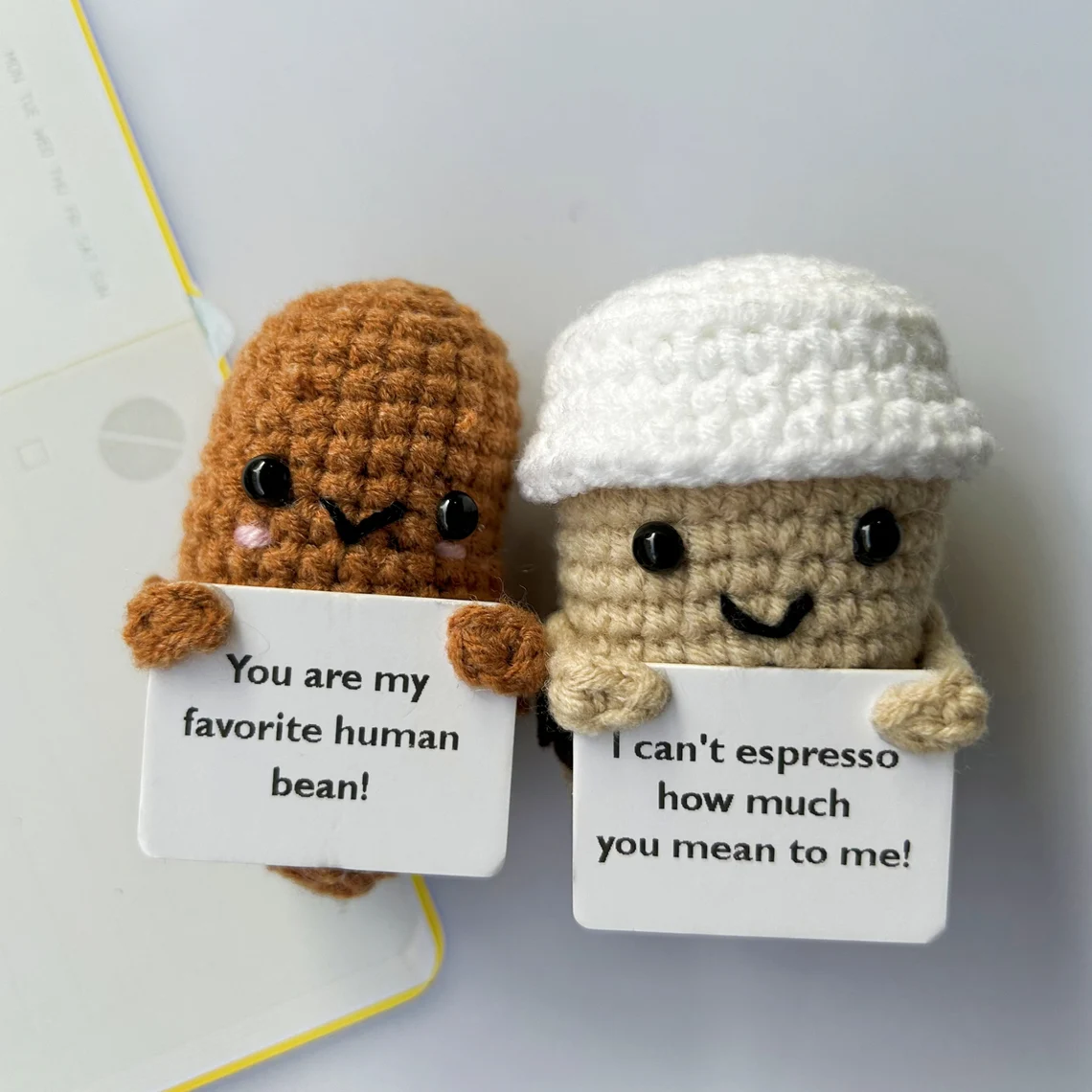 Handmade Crochet Coffee Bean and Coffee Cup