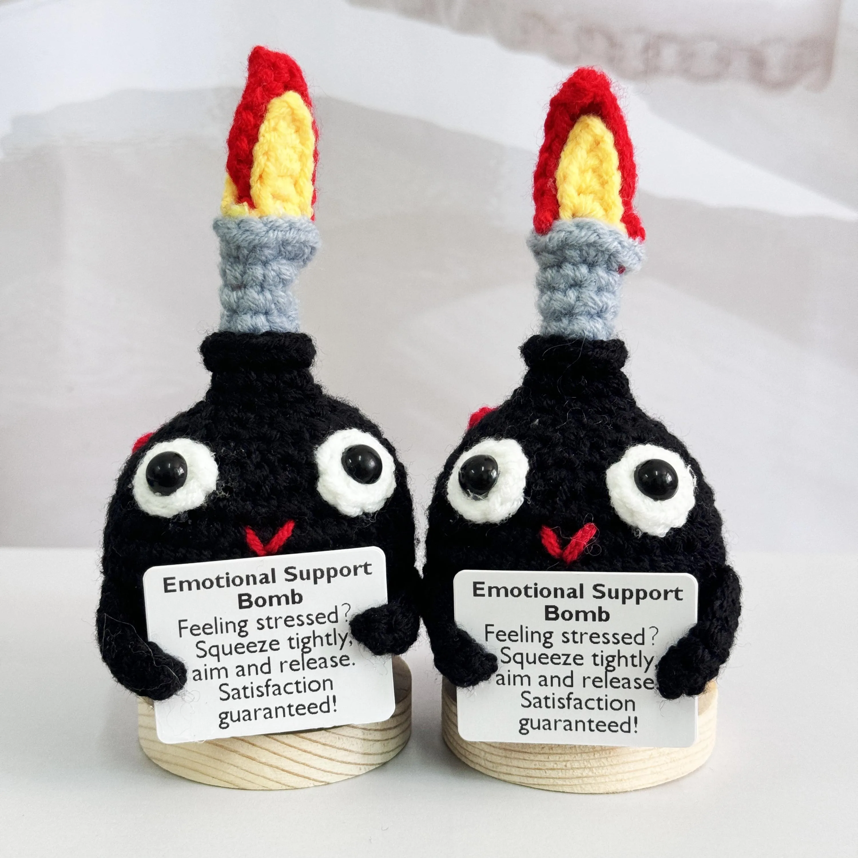 Handmade Crochet F-Bomb With Base