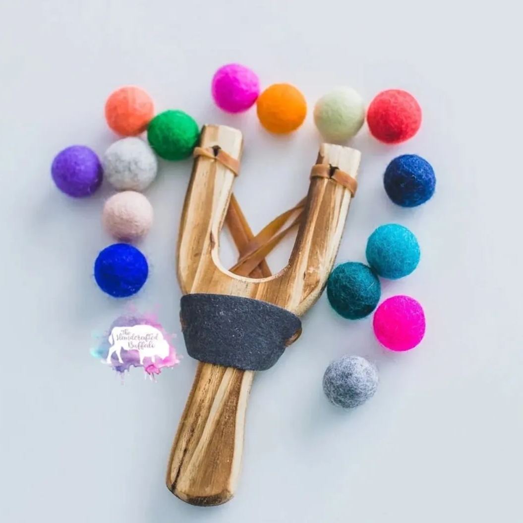Wooden Toy With 20 Felt Ball Ammo-Valentines Day Gifts for Kids