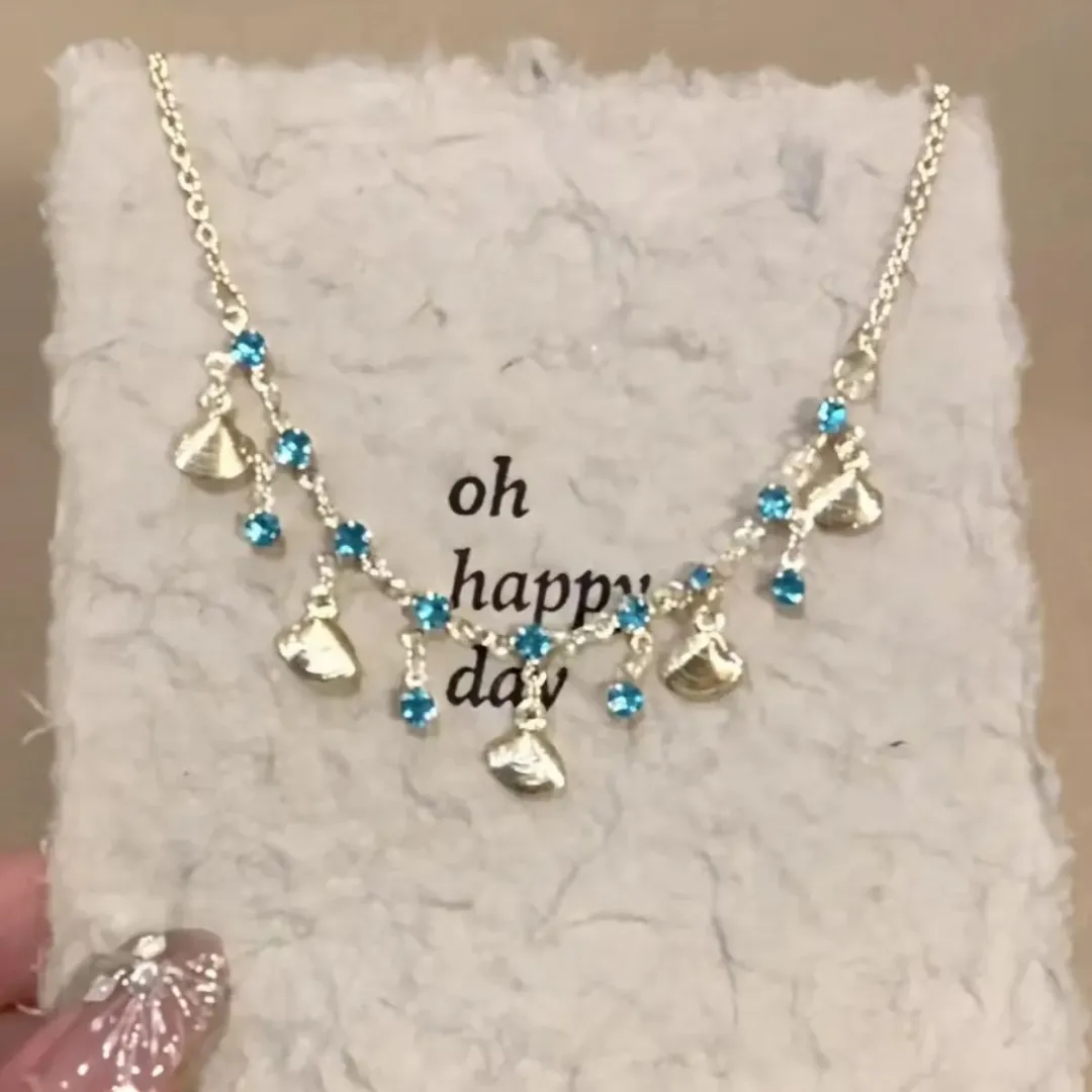 🌊2024 Summer Hot Sale✨Shell Aquamarine Tassel Necklace